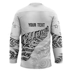 Aotearoa Personalized Lawn Bowls Maori Hockey Jersey New Zealand White Tribal Silver Fern - Aussie Hoodie