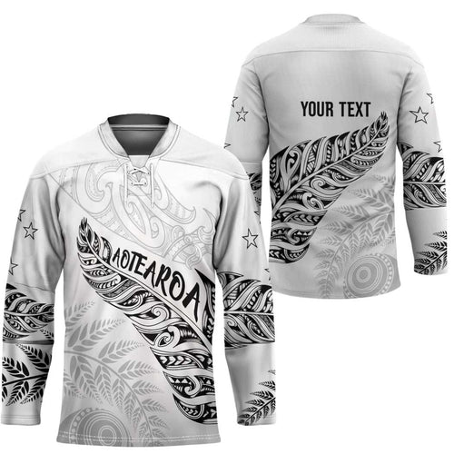 Aotearoa Personalized Lawn Bowls Maori Hockey Jersey New Zealand White Tribal Silver Fern - Aussie Hoodie