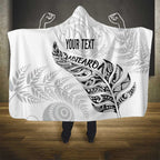 Aotearoa Personalized Lawn Bowls Maori Hooded Blanket New Zealand White Tribal Silver Fern - undefined