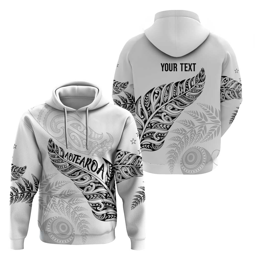 Aotearoa Personalized Lawn Bowls Maori Hoodie New Zealand White Tribal Silver Fern - Aussie Hoodie
