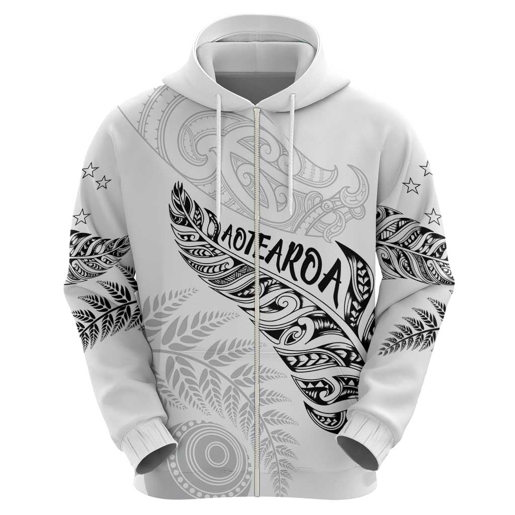 Aotearoa Personalized Lawn Bowls Maori Hoodie New Zealand White Tribal Silver Fern - Aussie Hoodie