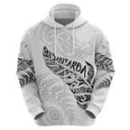 Aotearoa Personalized Lawn Bowls Maori Hoodie New Zealand White Tribal Silver Fern - Aussie Hoodie