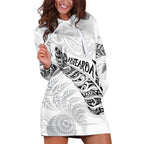 Aotearoa Personalized Lawn Bowls Maori Hoodie Dress New Zealand White Tribal Silver Fern - Aussie Hoodie