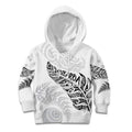 Aotearoa Personalized Lawn Bowls Maori Kid Hoodie New Zealand White Tribal Silver Fern - Aussie Hoodie