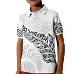 Aotearoa Personalized Lawn Bowls Maori Kid Polo Shirt New Zealand White Tribal Silver Fern - Aussie Hoodie