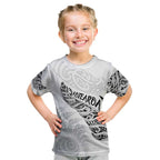 Aotearoa Personalized Lawn Bowls Maori Kid T Shirt New Zealand White Tribal Silver Fern - Aussie Hoodie