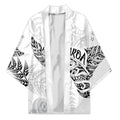 Aotearoa Personalized Lawn Bowls Maori Kimono New Zealand White Tribal Silver Fern - Aussie Hoodie