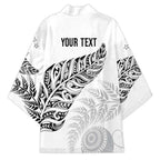 Aotearoa Personalized Lawn Bowls Maori Kimono New Zealand White Tribal Silver Fern - Aussie Hoodie