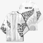 Aotearoa Personalized Lawn Bowls Maori Kimono New Zealand White Tribal Silver Fern - Aussie Hoodie