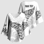 Aotearoa Personalized Lawn Bowls Maori Kimono Sleeve Blouse New Zealand White Tribal Silver Fern - Aussie Hoodie