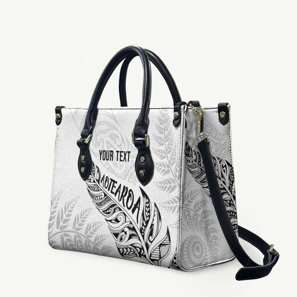 Aotearoa Personalized Lawn Bowls Maori Leather Bag New Zealand White Tribal Silver Fern - Aussie Hoodie