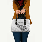 Aotearoa Personalized Lawn Bowls Maori Leather Bag New Zealand White Tribal Silver Fern - Aussie Hoodie