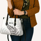 Aotearoa Personalized Lawn Bowls Maori Leather Bag New Zealand White Tribal Silver Fern - Aussie Hoodie