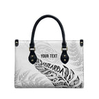 Aotearoa Personalized Lawn Bowls Maori Leather Bag New Zealand White Tribal Silver Fern - Aussie Hoodie
