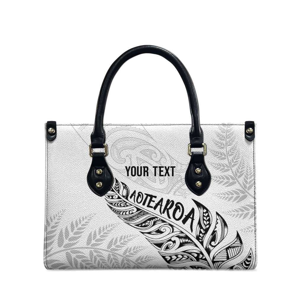 Aotearoa Personalized Lawn Bowls Maori Leather Bag New Zealand White Tribal Silver Fern - Aussie Hoodie