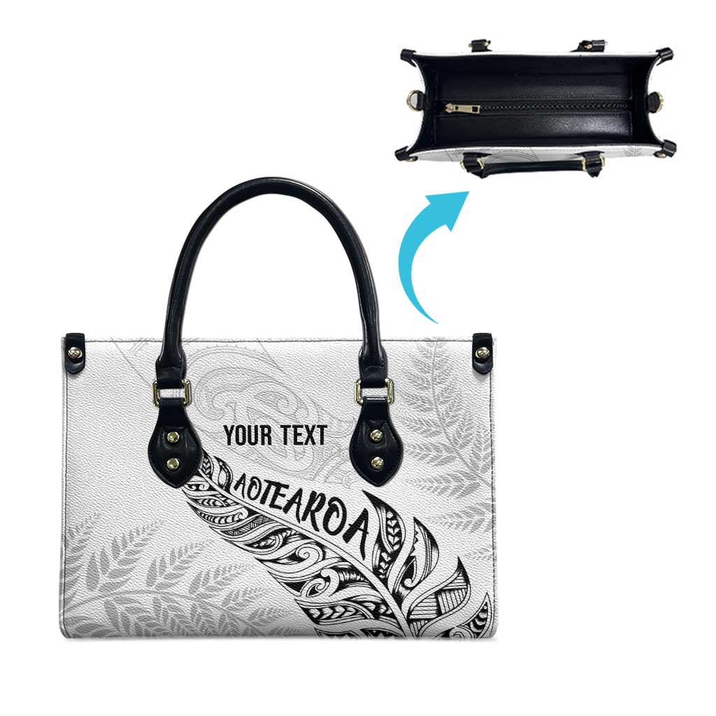 Aotearoa Personalized Lawn Bowls Maori Leather Bag New Zealand White Tribal Silver Fern - Aussie Hoodie