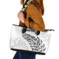 Aotearoa Personalized Lawn Bowls Maori Leather Tote Bag New Zealand White Tribal Silver Fern - Aussie Hoodie