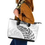 Aotearoa Personalized Lawn Bowls Maori Leather Tote Bag New Zealand White Tribal Silver Fern - Aussie Hoodie