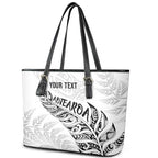 Aotearoa Personalized Lawn Bowls Maori Leather Tote Bag New Zealand White Tribal Silver Fern - Aussie Hoodie