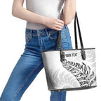 Aotearoa Personalized Lawn Bowls Maori Leather Tote Bag New Zealand White Tribal Silver Fern - Aussie Hoodie