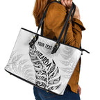 Aotearoa Personalized Lawn Bowls Maori Leather Tote Bag New Zealand White Tribal Silver Fern - Aussie Hoodie
