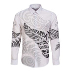 Aotearoa Personalized Lawn Bowls Maori Long Sleeve Button Shirt New Zealand White Tribal Silver Fern - Aussie Hoodie