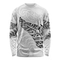 Aotearoa Personalized Lawn Bowls Maori Long Sleeve Shirt New Zealand White Tribal Silver Fern - Aussie Hoodie