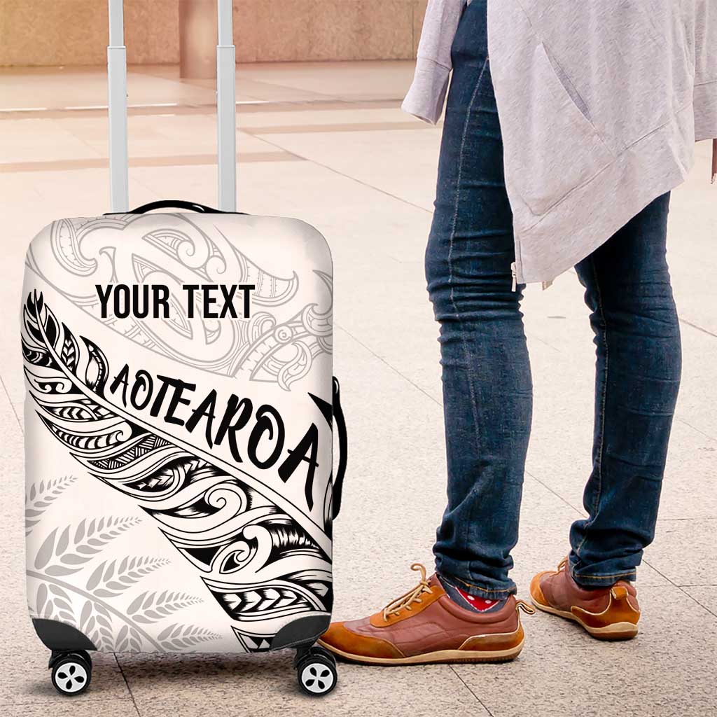 Aotearoa Personalized Lawn Bowls Maori Luggage Cover New Zealand White Tribal Silver Fern - Aussie Hoodie