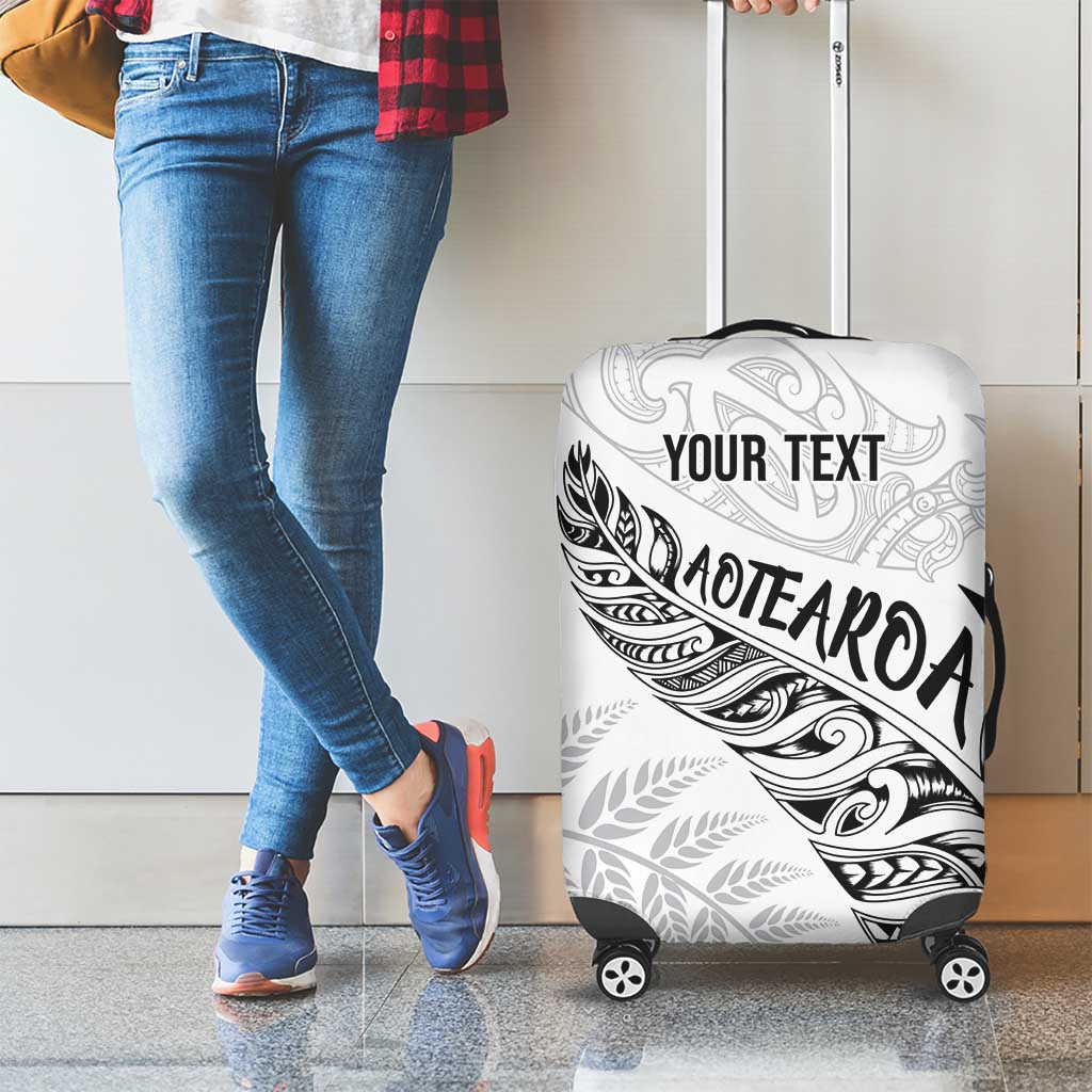 Aotearoa Personalized Lawn Bowls Maori Luggage Cover New Zealand White Tribal Silver Fern - Aussie Hoodie