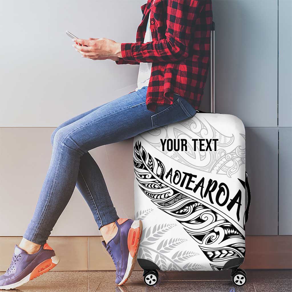Aotearoa Personalized Lawn Bowls Maori Luggage Cover New Zealand White Tribal Silver Fern - Aussie Hoodie