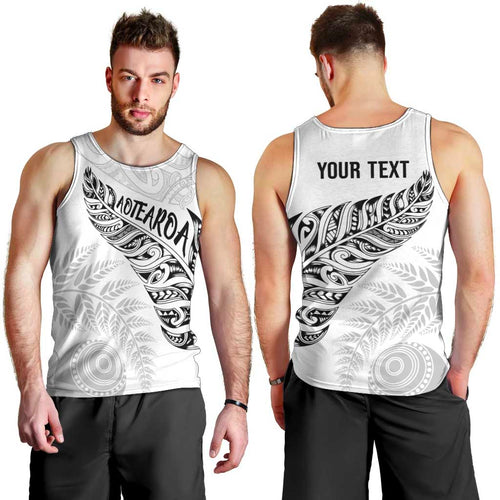Aotearoa Personalized Lawn Bowls Maori Men Tank Top New Zealand White Tribal Silver Fern - Aussie Hoodie