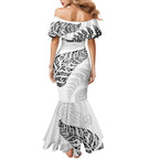 Aotearoa Personalized Lawn Bowls Maori Mermaid Dress New Zealand White Tribal Silver Fern - Aussie Hoodie
