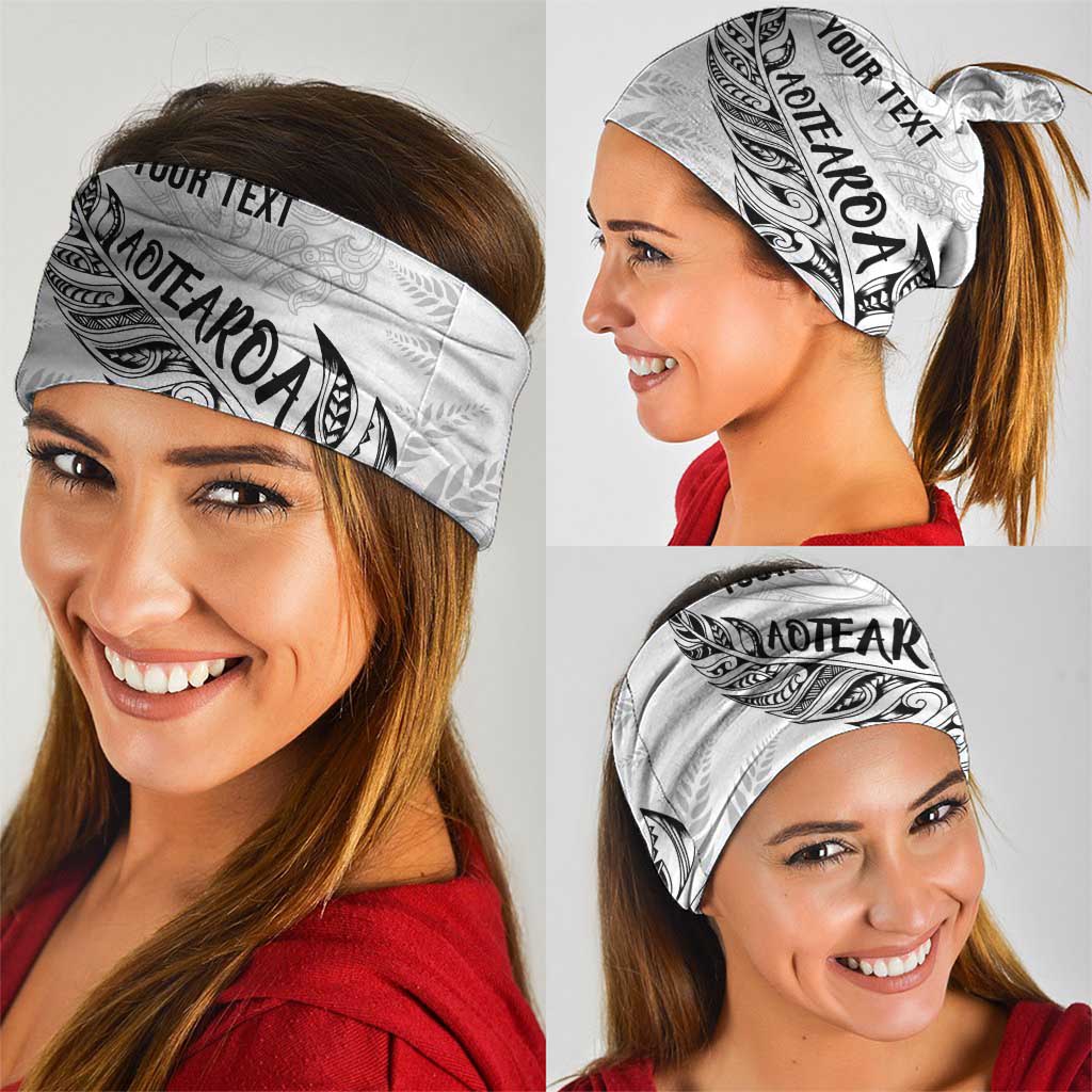 Aotearoa Personalized Lawn Bowls Maori Neck Gaiter New Zealand White Tribal Silver Fern - Aussie Hoodie