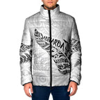 Aotearoa Personalized Lawn Bowls Maori Padded Jacket New Zealand White Tribal Silver Fern - Aussie Hoodie