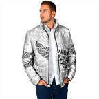 Aotearoa Personalized Lawn Bowls Maori Padded Jacket New Zealand White Tribal Silver Fern - Aussie Hoodie