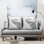 Aotearoa Personalized Lawn Bowls Maori Pillow Cover New Zealand White Tribal Silver Fern - Aussie Hoodie