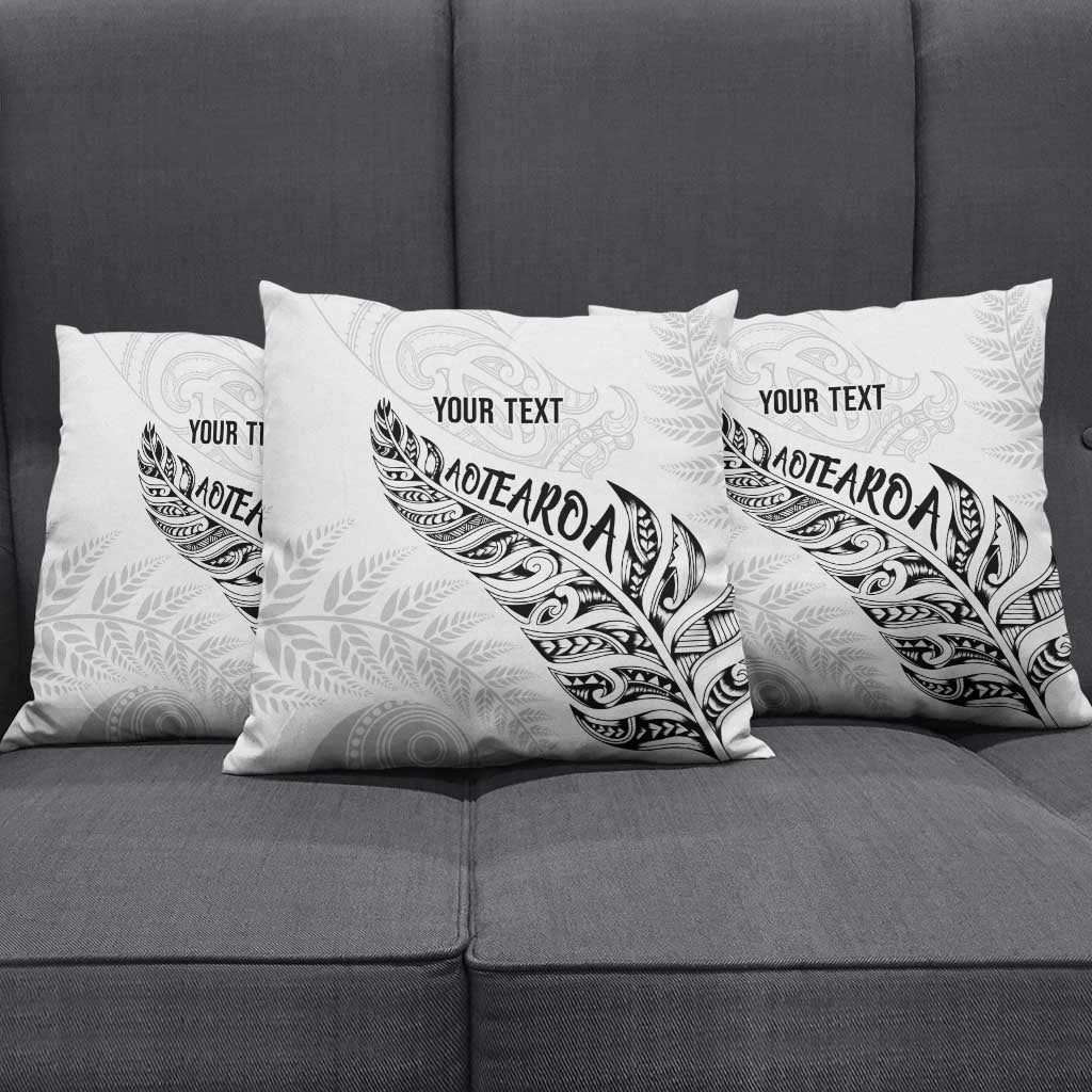 Aotearoa Personalized Lawn Bowls Maori Pillow Cover New Zealand White Tribal Silver Fern - Aussie Hoodie