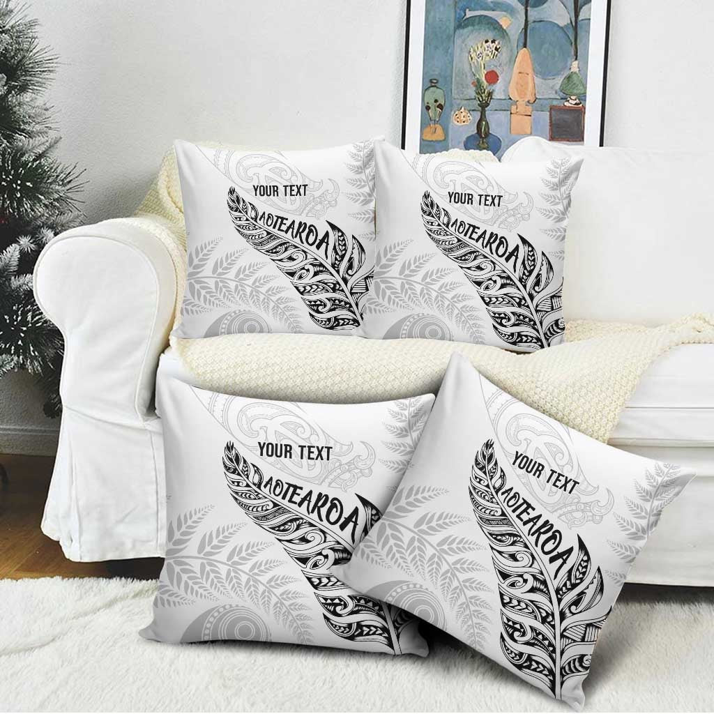 Aotearoa Personalized Lawn Bowls Maori Pillow Cover New Zealand White Tribal Silver Fern - Aussie Hoodie