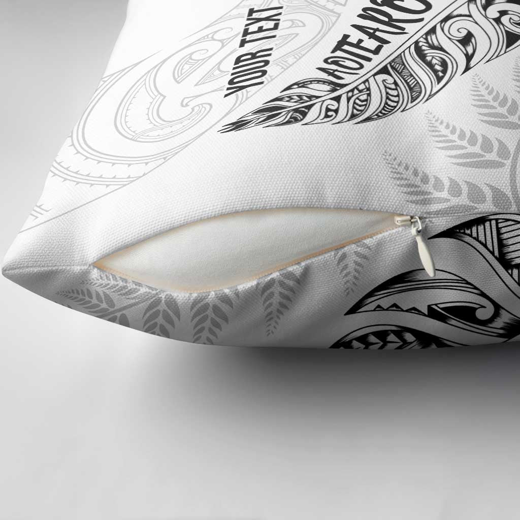 Aotearoa Personalized Lawn Bowls Maori Pillow Cover New Zealand White Tribal Silver Fern - Aussie Hoodie