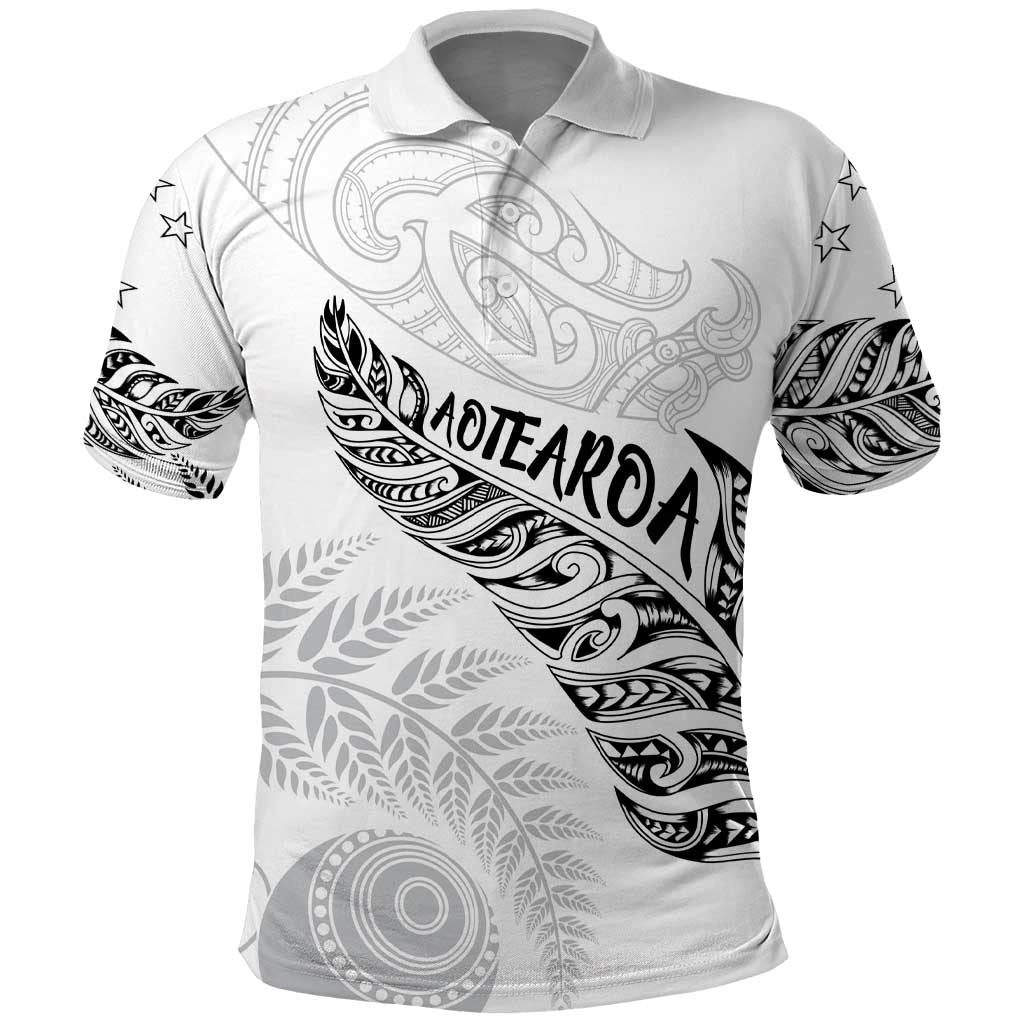Aotearoa Personalized Lawn Bowls Maori Polo Shirt New Zealand White Tribal Silver Fern - Aussie Hoodie