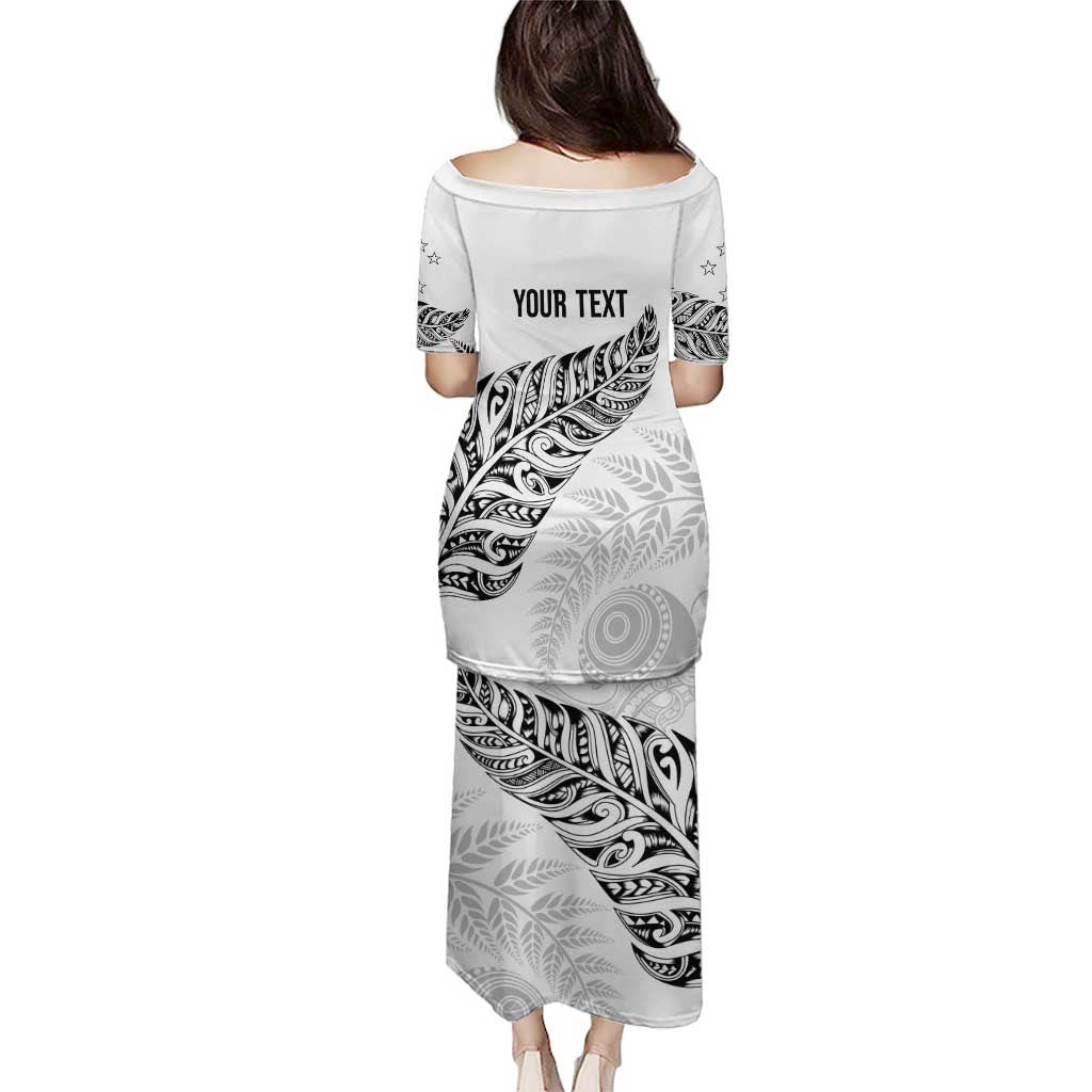 Aotearoa Personalized Lawn Bowls Maori Puletasi New Zealand White Tribal Silver Fern - Aussie Hoodie