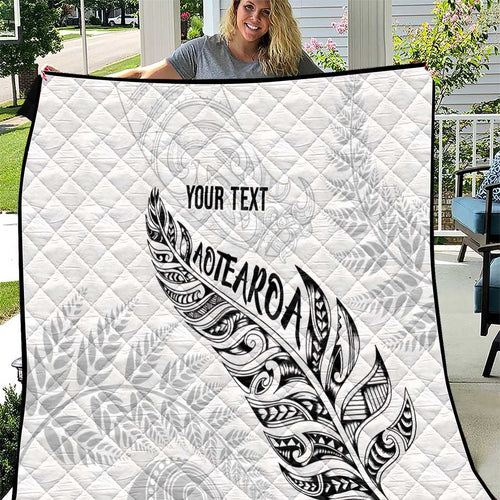 Aotearoa Personalized Lawn Bowls Maori Quilt New Zealand White Tribal Silver Fern - Aussie Hoodie