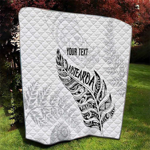 Aotearoa Personalized Lawn Bowls Maori Quilt New Zealand White Tribal Silver Fern - Aussie Hoodie