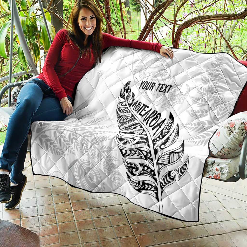 Aotearoa Personalized Lawn Bowls Maori Quilt New Zealand White Tribal Silver Fern - Aussie Hoodie