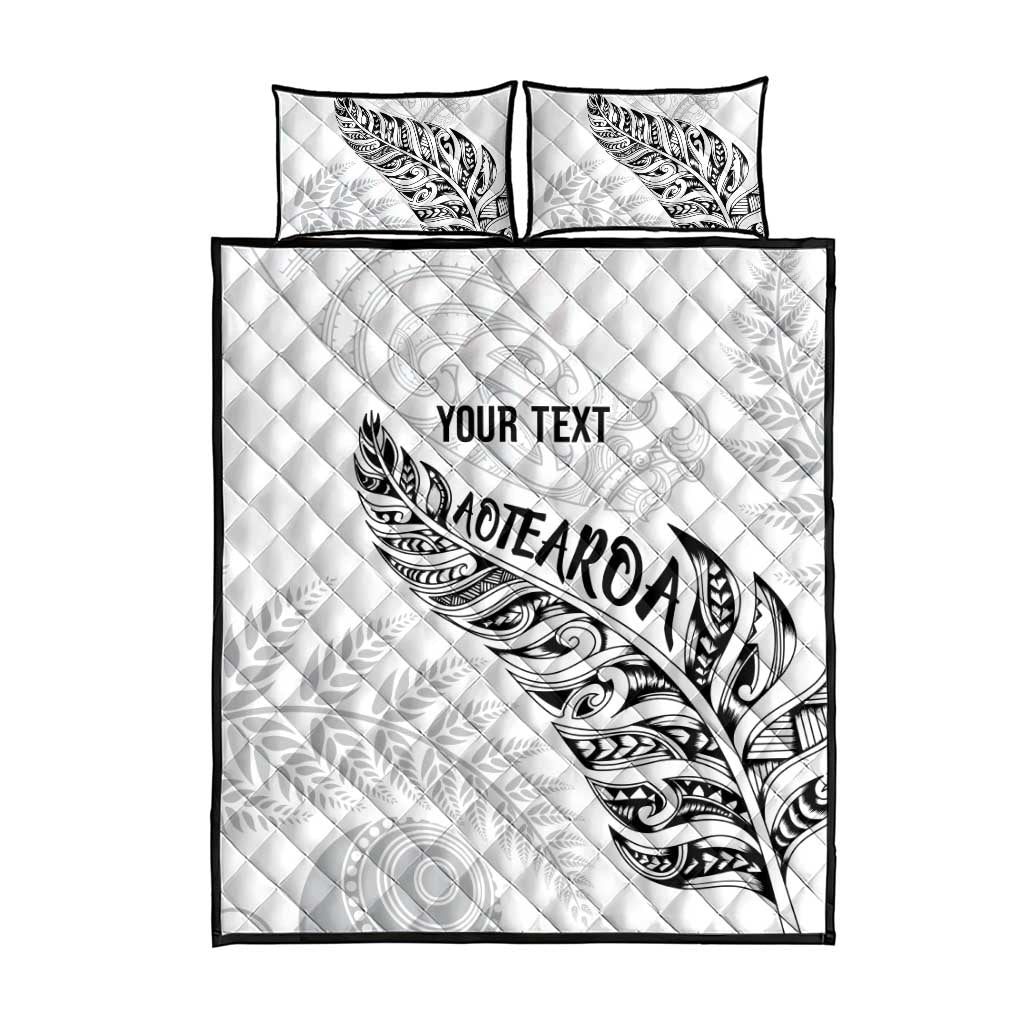 Aotearoa Personalized Lawn Bowls Maori Quilt Bed Set New Zealand White Tribal Silver Fern - Aussie Hoodie