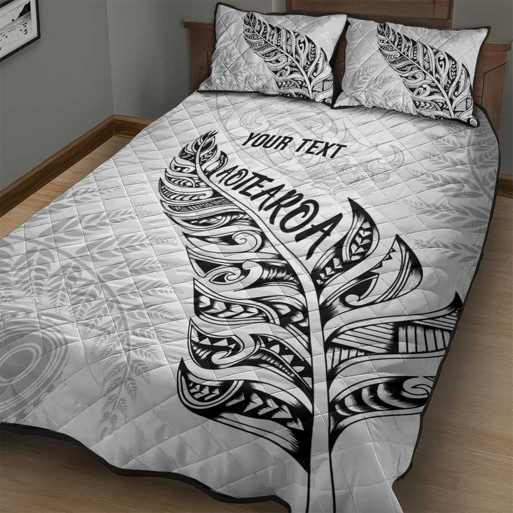 Aotearoa Personalized Lawn Bowls Maori Quilt Bed Set New Zealand White Tribal Silver Fern - Aussie Hoodie