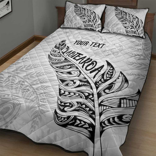 Aotearoa Personalized Lawn Bowls Maori Quilt Bed Set New Zealand White Tribal Silver Fern - Aussie Hoodie