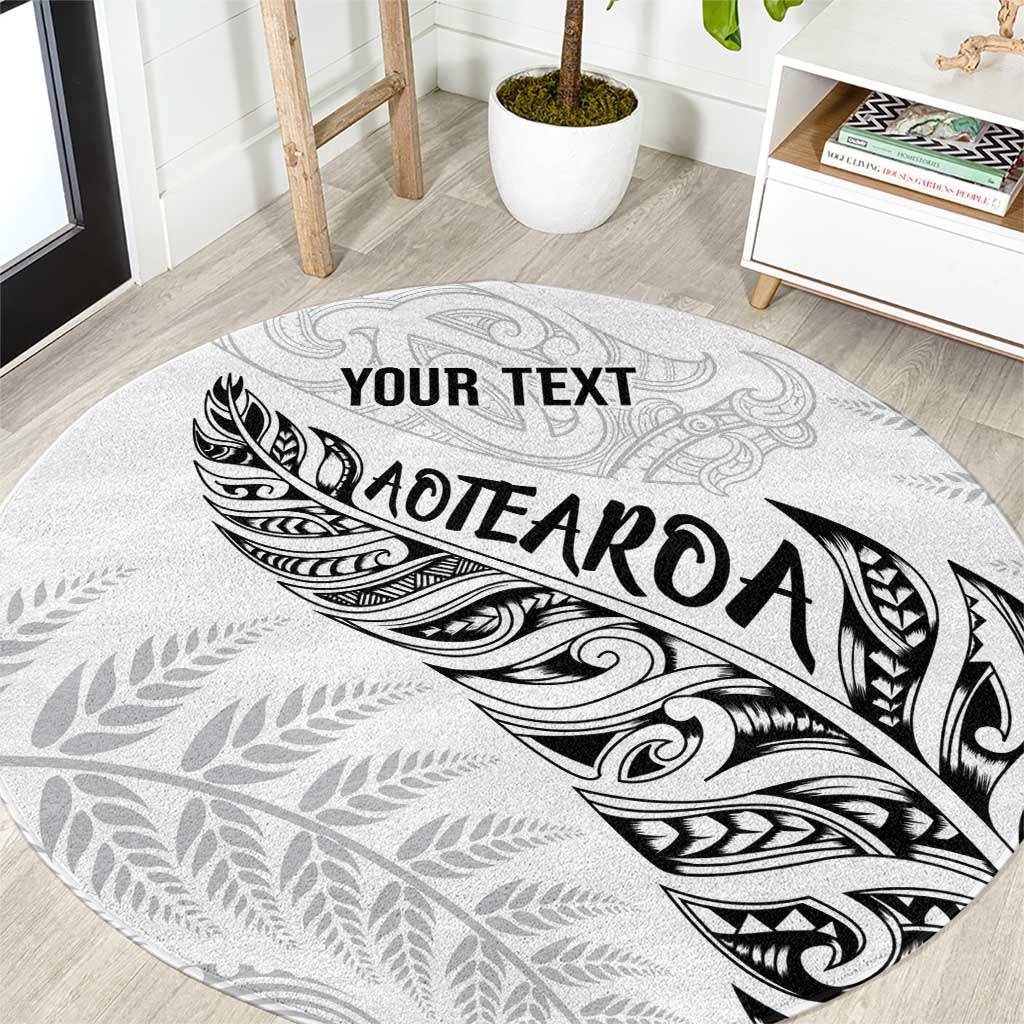 Aotearoa Personalized Lawn Bowls Maori Round Carpet New Zealand White Tribal Silver Fern - Aussie Hoodie
