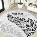 Aotearoa Personalized Lawn Bowls Maori Round Carpet New Zealand White Tribal Silver Fern - Aussie Hoodie