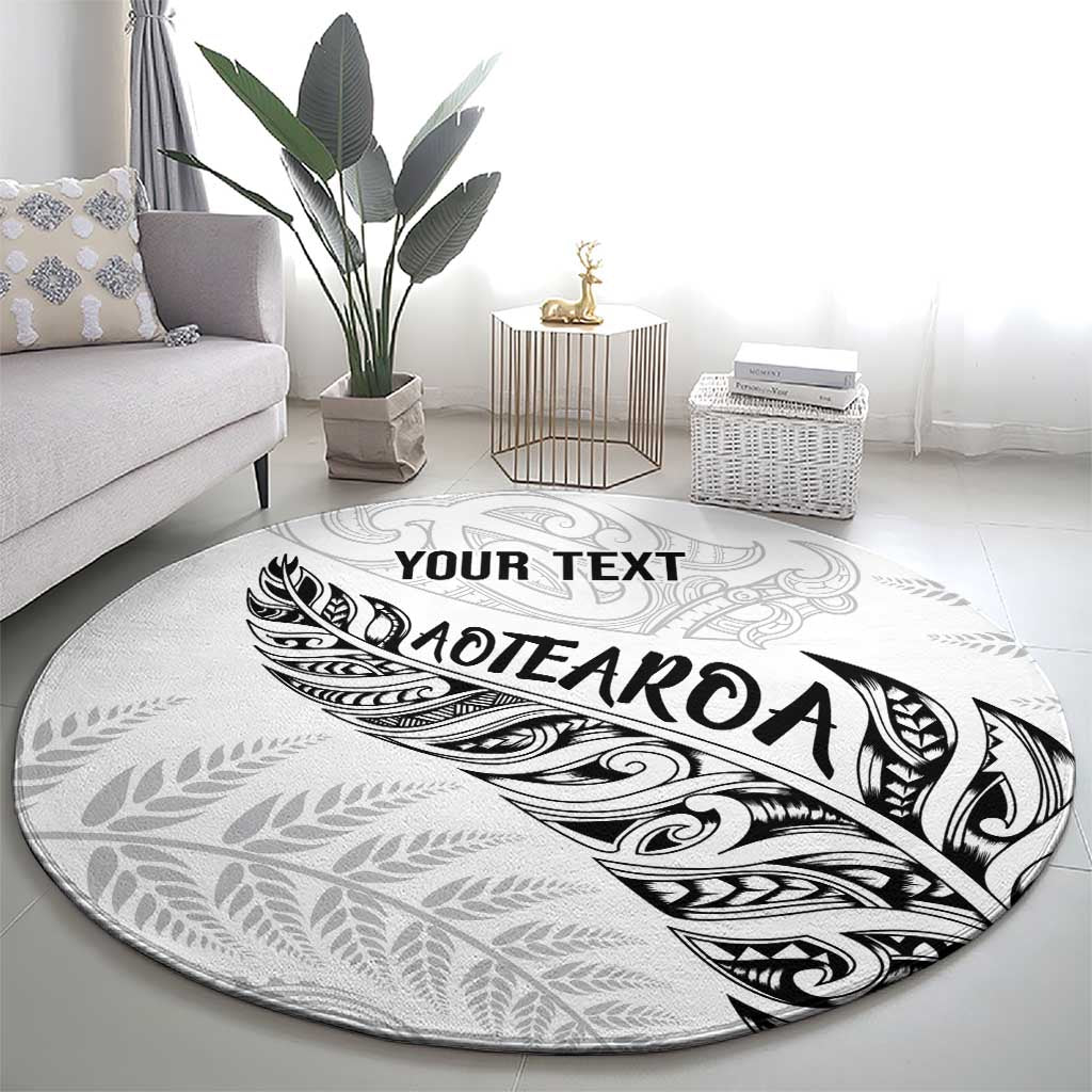 Aotearoa Personalized Lawn Bowls Maori Round Carpet New Zealand White Tribal Silver Fern - Aussie Hoodie